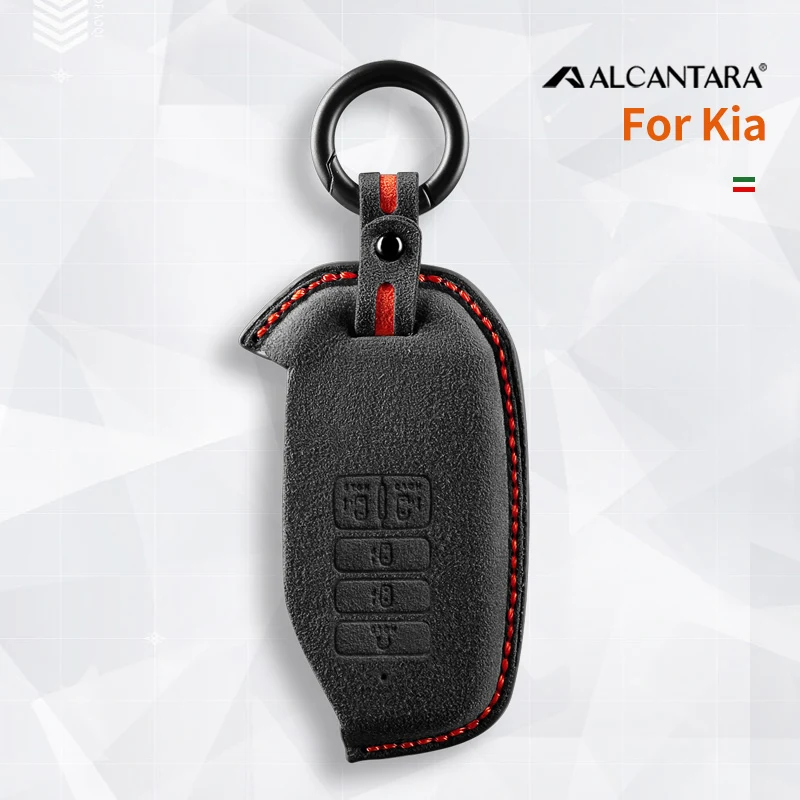 

Alcantara Car Key Case For Kia Carnival Sedona 2021 K8 V6 2022 EV6 GT Line Dl3 Mq4 K5 Grand Sorento Protector Shell Keychain