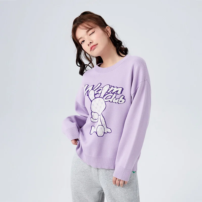 Semir Sweater Women Rabbit Jacquard Personalized 2022 Winter New Loose Sweet Cool Sweater