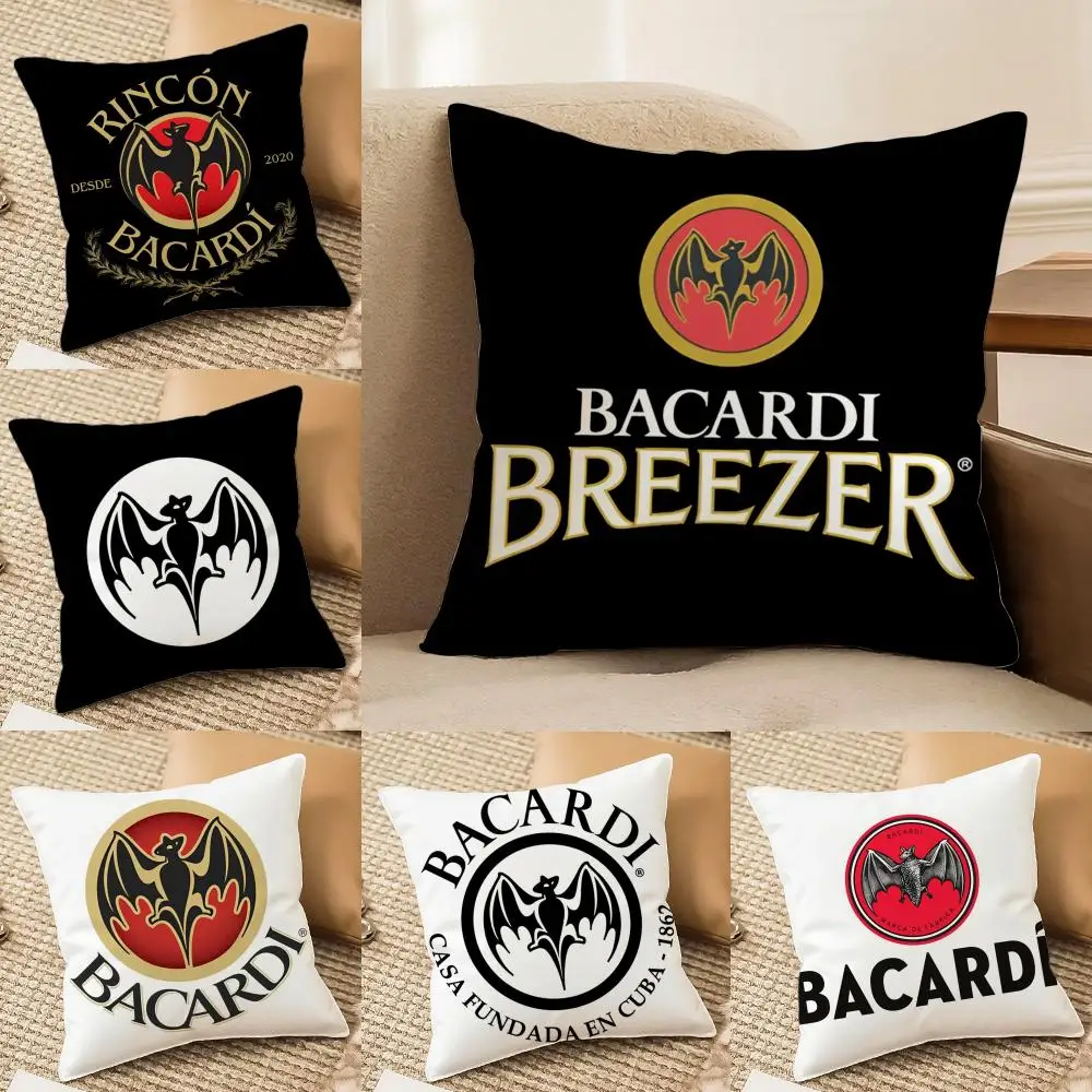 Funda de cojín clásica b-bacardi, funda de cojín cuadrada con estampado de doble cara de felpa corta, decoración de cojines para el hogar y el sofá