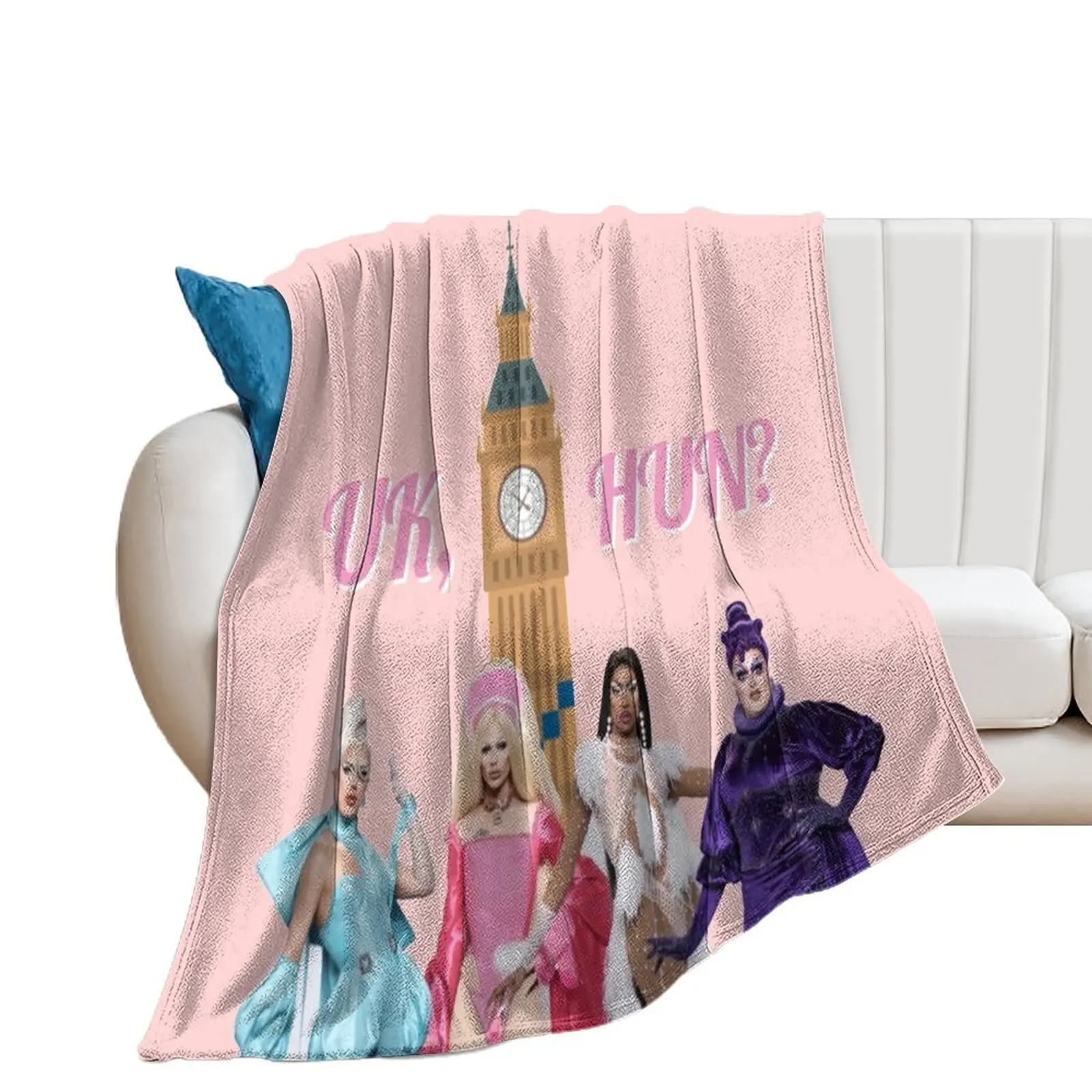 Uk, Hun RuPauls Drag Race UK United Kingdolls Throw Blanket Hairys for winter blankets and throws Blankets