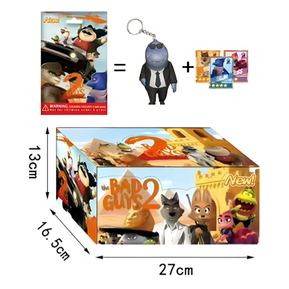 Confezione da 24 portachiavi, Bad Guys Alliance fatto a mano, bambola di cartone animato, smontaggio della scatola cieca, divertente giocattolo ornamentale