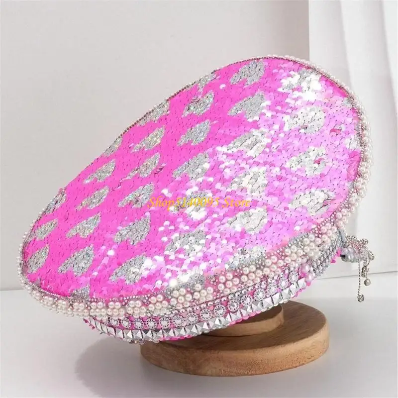 

Dxae Nightclub Sparkly Hat Stage Performances Performances Militaries Hat Sequints Sailors Hat Hat