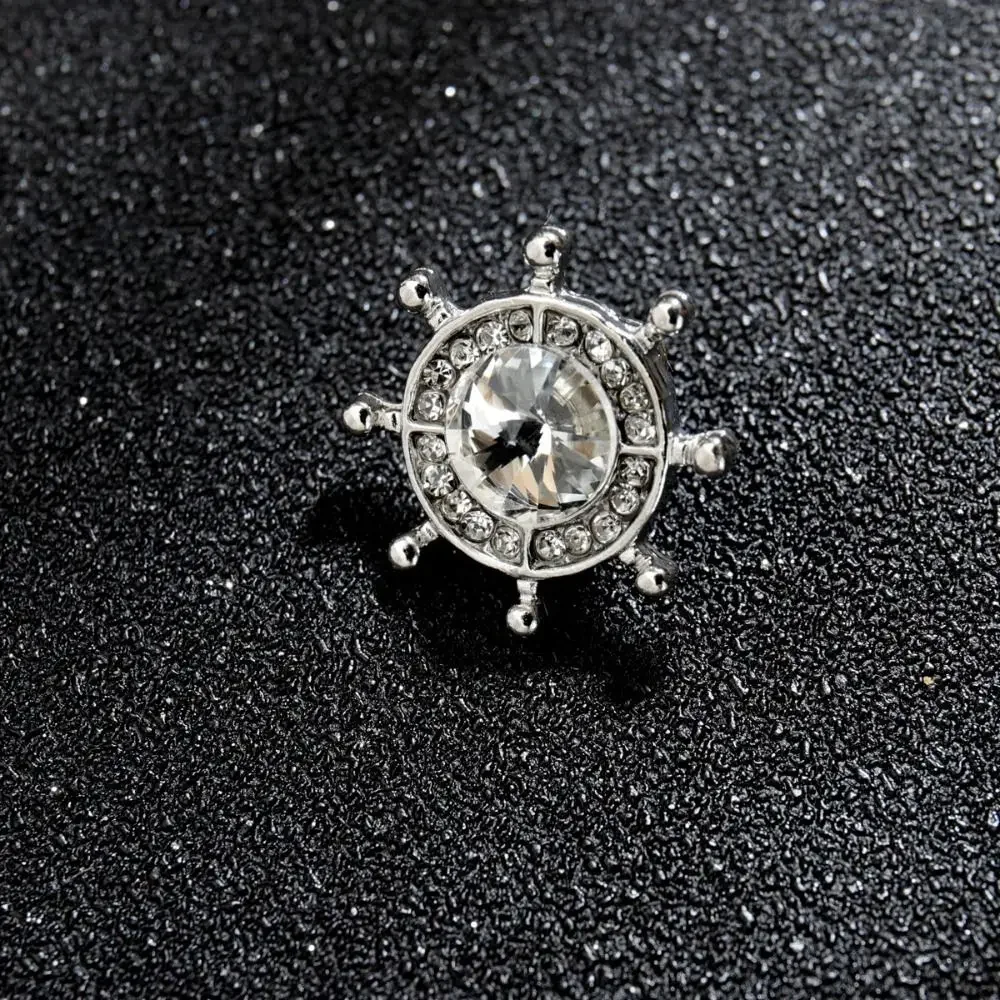 

Retro Alloy Rudder Collar Brooch Anti-glare Prickly Horse Needles Crystal Suit Shirt Badge Activity Gifts