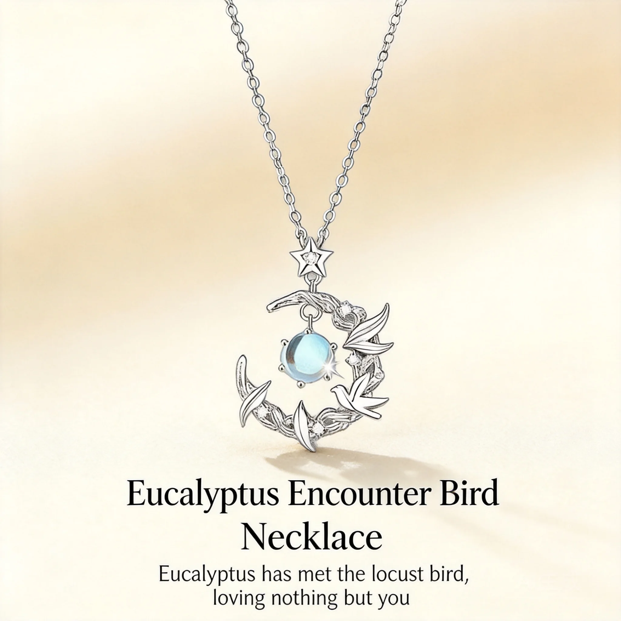 Chinese Style Lucky Blue Eucalyptus And Bird Necklace For Women Seiko Craft Light Luxury Pendant Niche Design Romantic Gift For