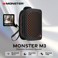 Monster M3 TWS Bluetooth Speaker Wearable Magnetic Clip-on Portable Bluetooth Sound Box IPX5 Waterproof Subwoofer Powerful Bass