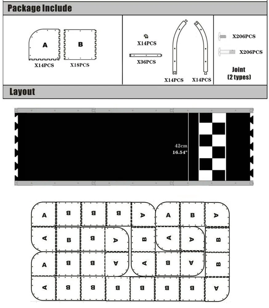 

Гоночный трек LEVI HOBBY 4х2 м для радиоуправляемых машин масштабов 1:28, 1:43, 1:32, 1:64, 8 кв.м., от производителя