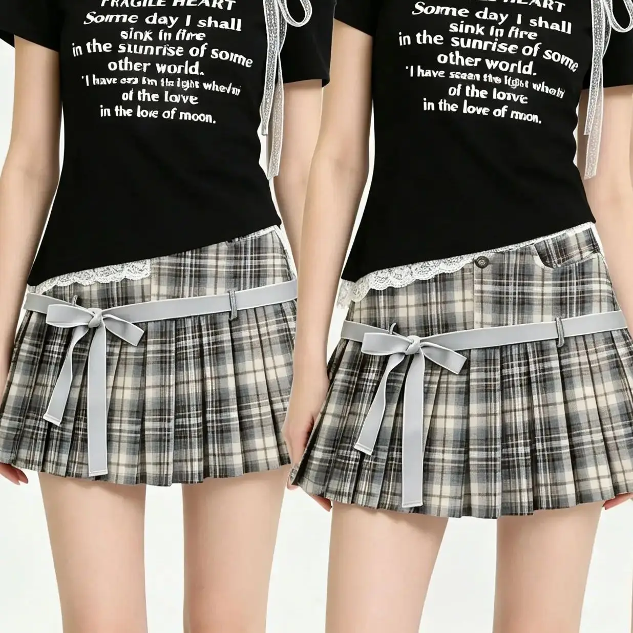 

Женская плиссированная юбка А-силуэта в стиле Y2K, винтажная клетчатая мини-юбка в стиле Харадзюку, корейская элегантная юбка в стиле преппи с бантом, летняя одежда