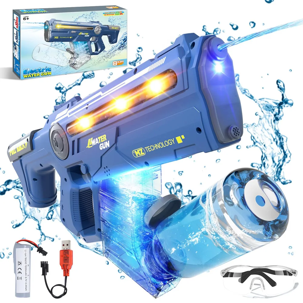 Electric Water Gun Automatic water absorption Squirt Gun with LED Lights Super Battery Powered Squirt Gun 33FT Range Pool Toys