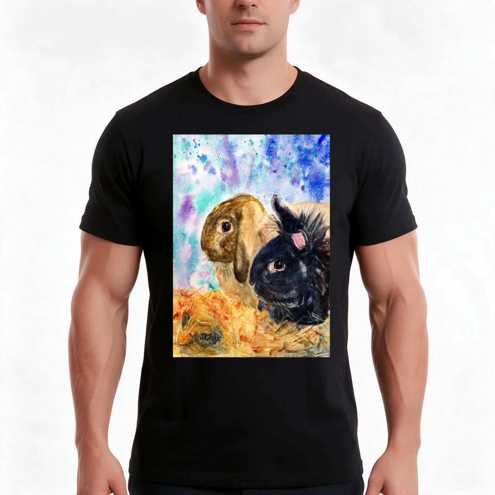 Alfie and Fearne: A watercolour portrait T-Shirt, Summer Casual Cotton Tee, Oversized Streetwear Tops, Vintage Graphic Print