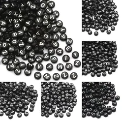 100-500PCS Black Round Acrylic Letter Beads A-Z Alphabet Loose Beads For Jewelry Making DIY Necklace Bracelet Handmade Craft