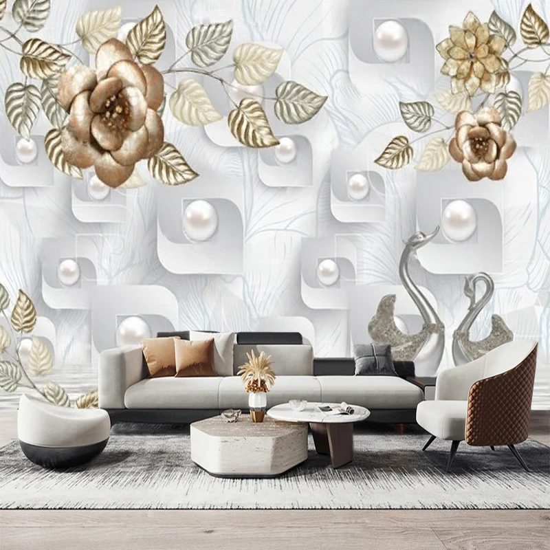 Luxurious European Geometric Pattern Pearl Ironwork Flower Swan TV Coffee Table For The Living Room And Bedroom Background Wall