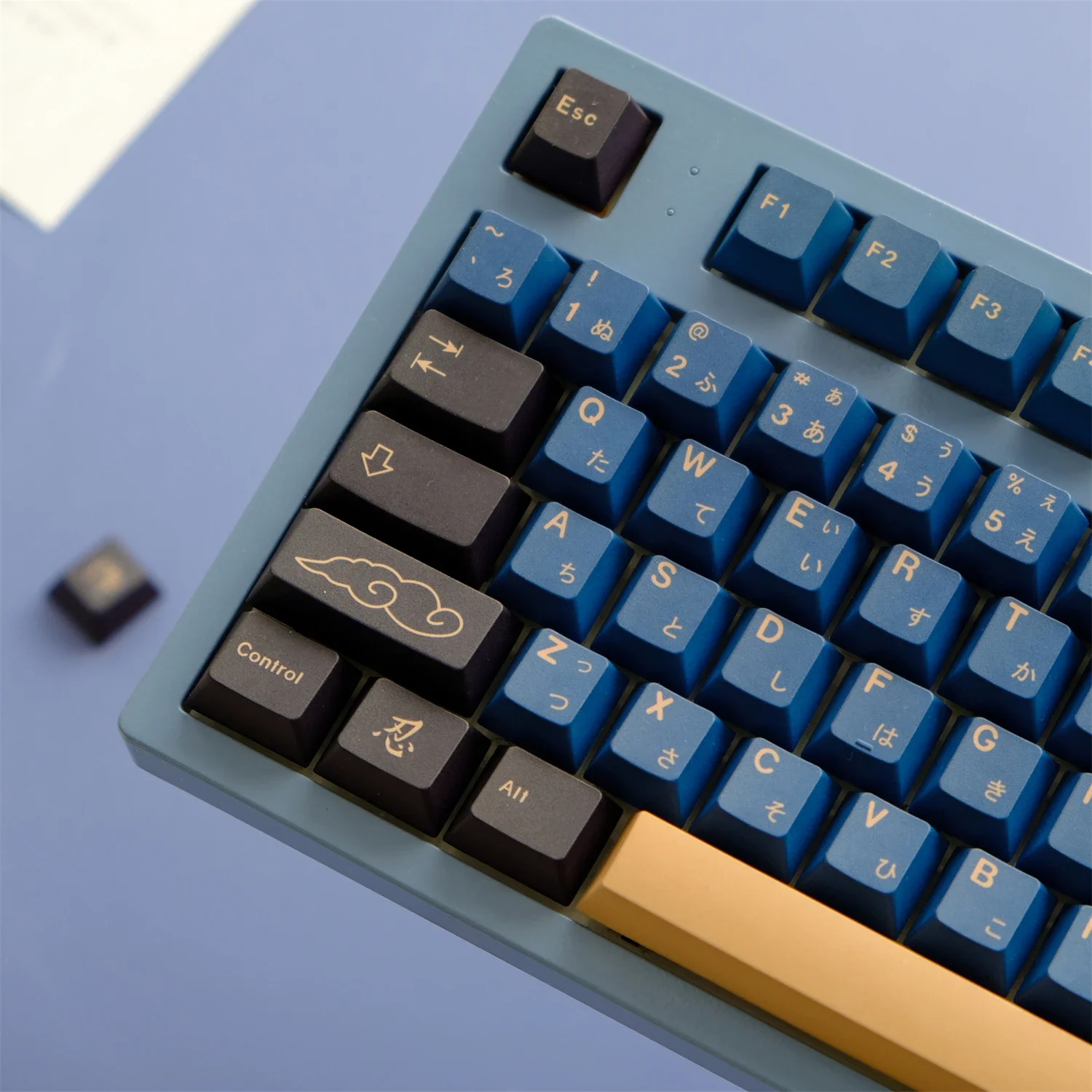 Imagem -04 - Kbcaps-gmk Samurai Azul Cereja Perfil Dye Sublimação Keycaps Teclado mx Switch Gaming Mecânica 129 Chaves Material Pbt