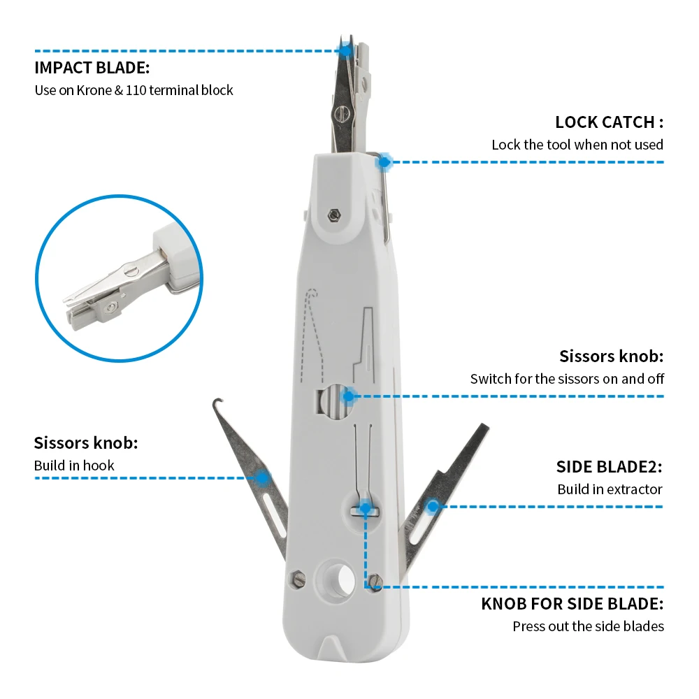 Multifunction Krone Type Network Wire Cat5 & Telephone Insertion Impact Terminal Tools 110 Punch Down Tool