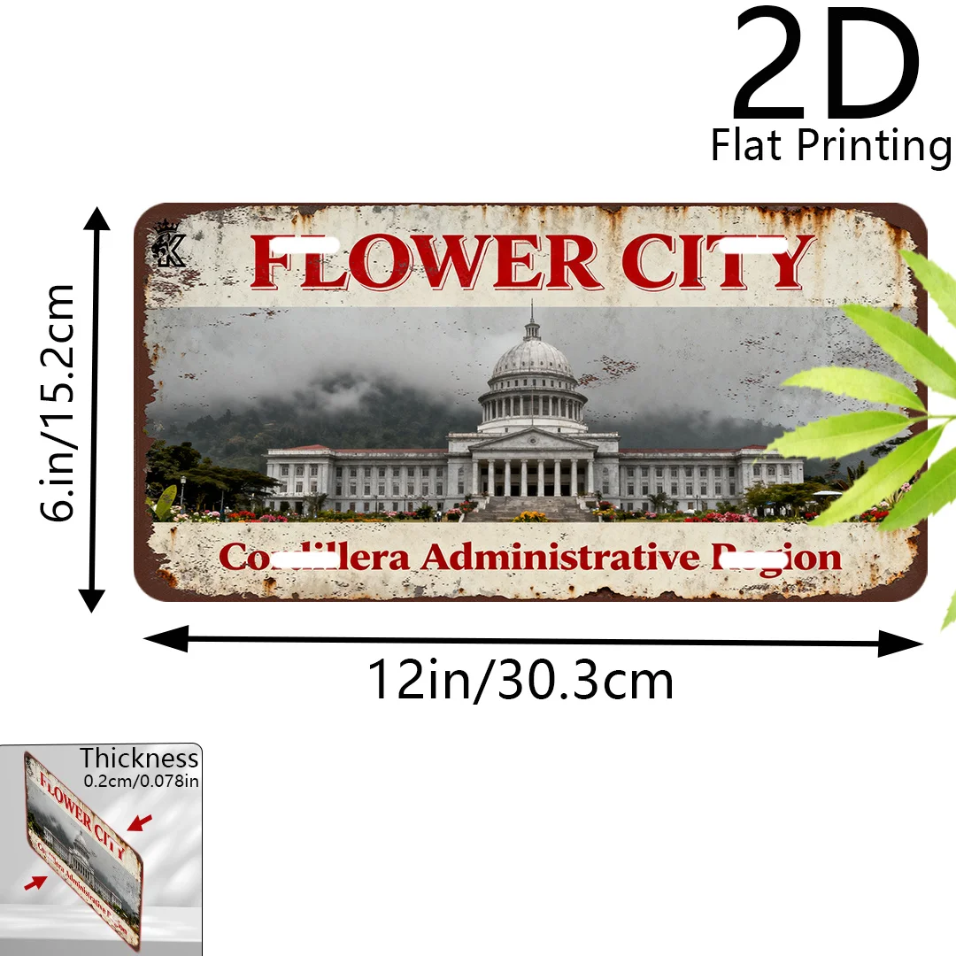 2D Flat, 2D Flat Printing, 1pc, Retro Aluminum Plate, Decorative Plaque & Statues (15.24cm x 30.48cm), Cordillera Administrative