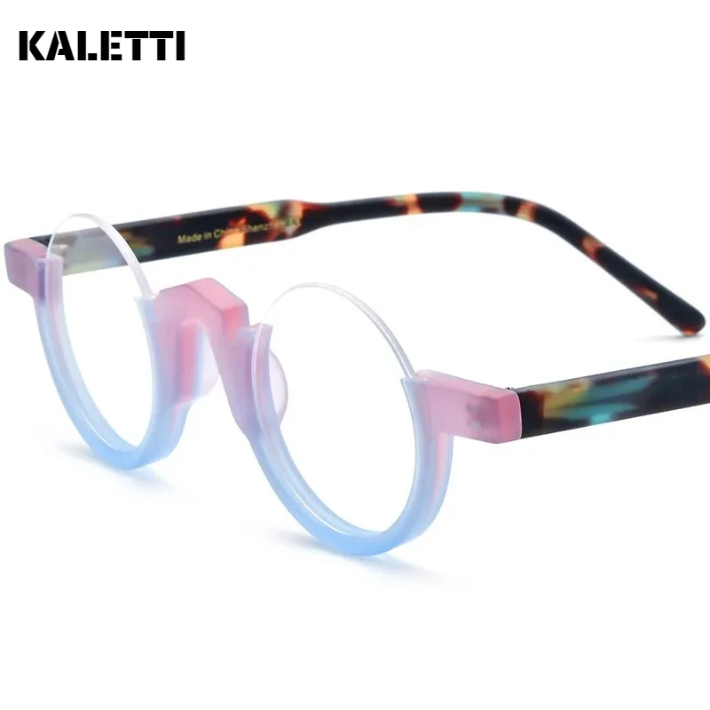 Multi color patchwork round frosted plate glasses frame for men and women can be matched with myopia exquisite half frame