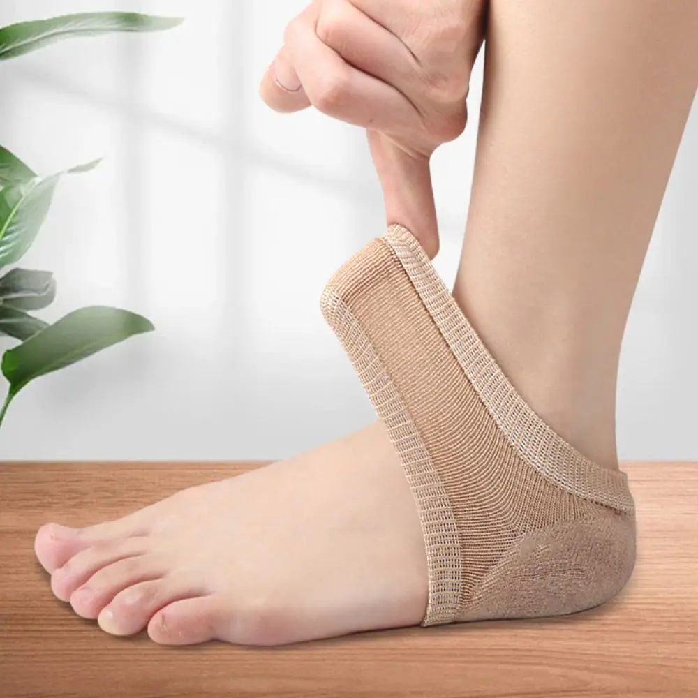 Suporte para fascite plantar rachada, hidratante com buraco, gel protetor de calcanhar, meias de meio jarda, almofadas de calcanhar de silicone, meias femininas