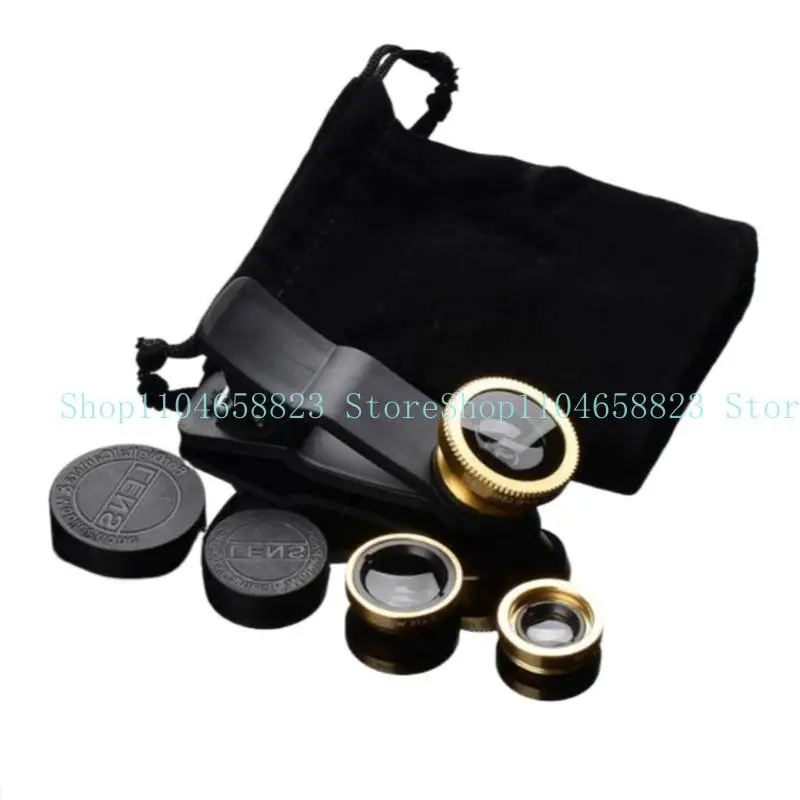 

652F 3 In 1 Wide Macro Fish Eye Lens Camera Lens Universal Camera Lens for Most Phone Portable Clip Lens