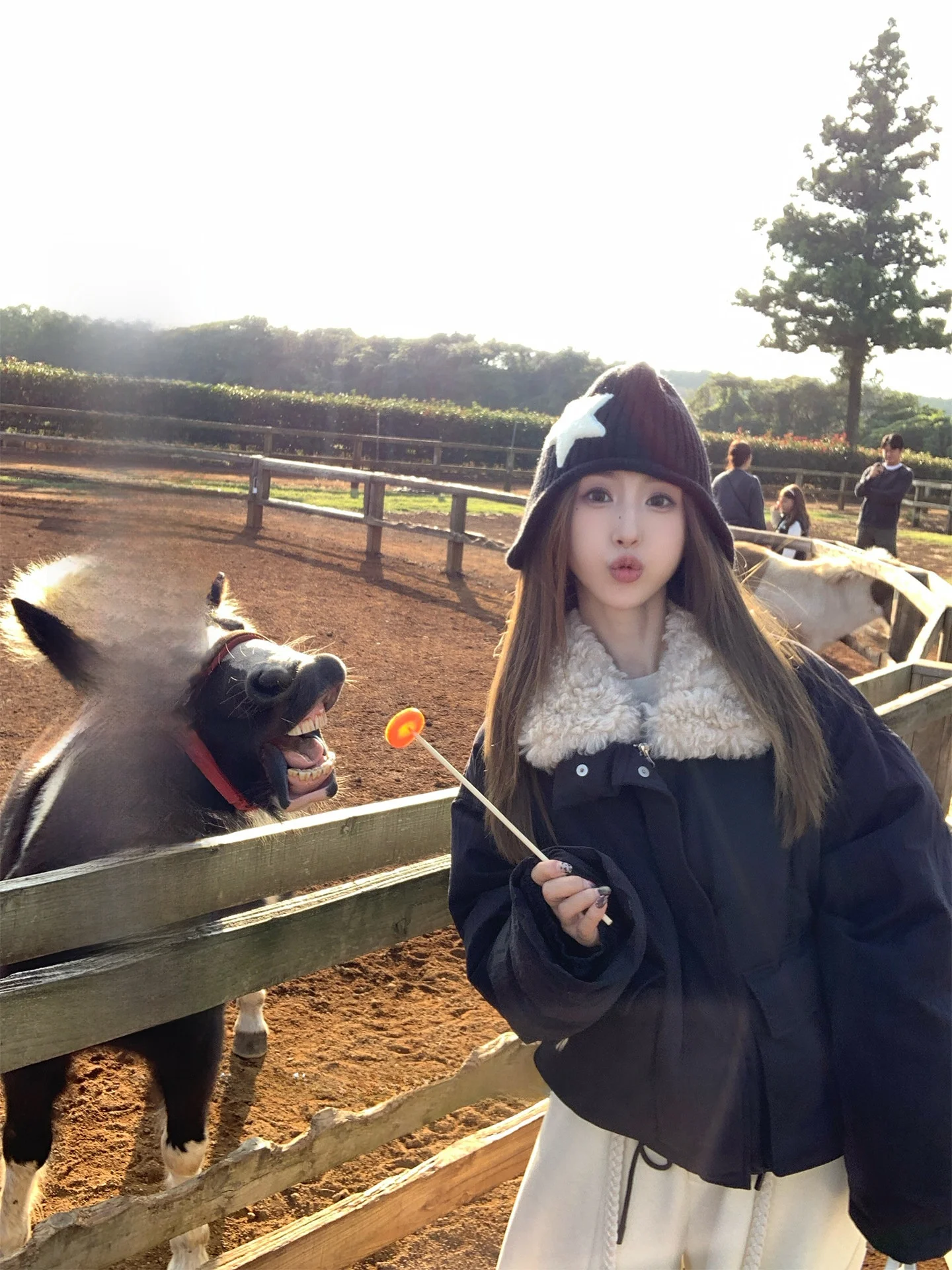 

MLS Vintage Stuffed Jaet Women's Warmth Du down Coat with Fur Collar ort Sle Polyester Fiber Long Sve Zipper Closure