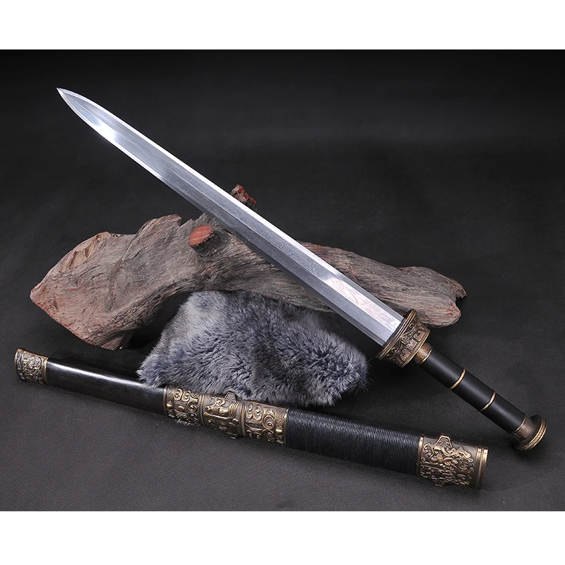 Chinese Traditional Hand Forged Damascus Folded Steel Sword, Martial Art, House Decorative, Full TangBlade,Jian, No Sharp