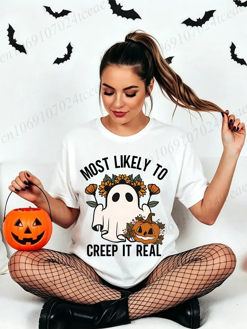 Women Halloween T‑shirt Most Likely To Be That Witch Graphic Tees Holiday Party Tops Most Likely To Be...print T-Shirts Gifts