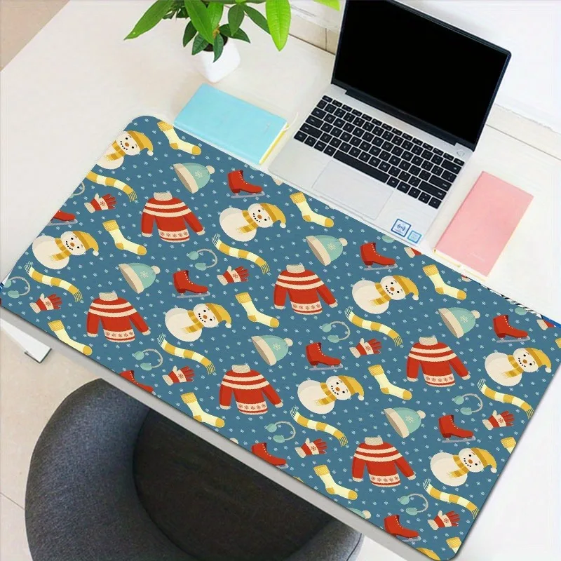 1pc The Lovely Snowman And Its Clothes Mouse Pad MultiSize Non-Slip Stitched Edge Computer Keyboard Desk Mat For Office And Gift