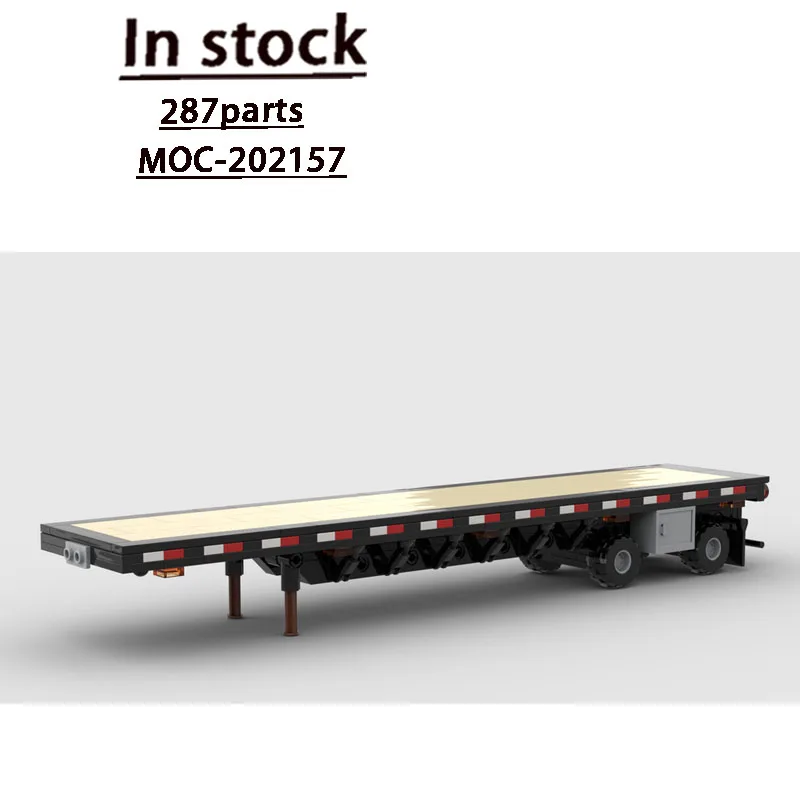 MOC-202157New Classic Small Three-Axle Flatbed Trailer Building Block Model 287parts Boys Children's Birthday Christmas Toy Gift