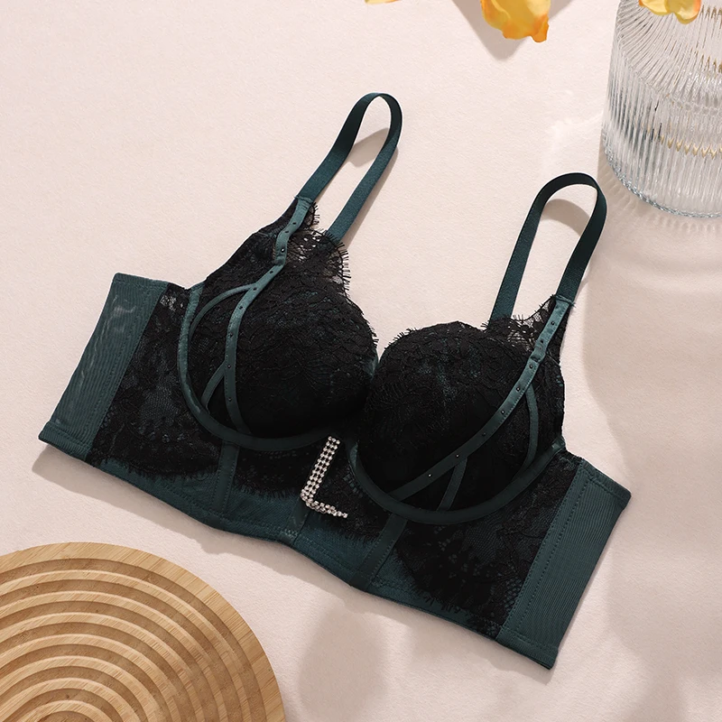 Damen-Spitzen-BH, Minimizer-BHs, 3/4-Cup, nicht gepolstert, Bügel, Blumenstickerei, für Damen, Übergröße, BH 70 75 80 85 90 BCD