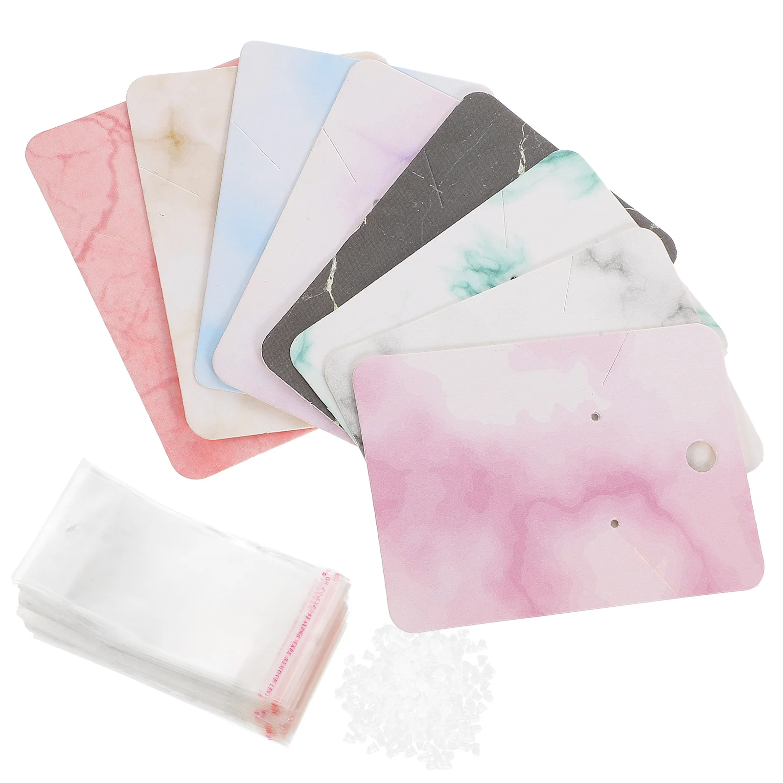 مجموعة واحدة من بطاقات عرض المجوهرات، مجموعة من بطاقات القرط بنمط رخامي متضمنة لقلائد الأذن، منظم حامل تغليف الهدايا #5