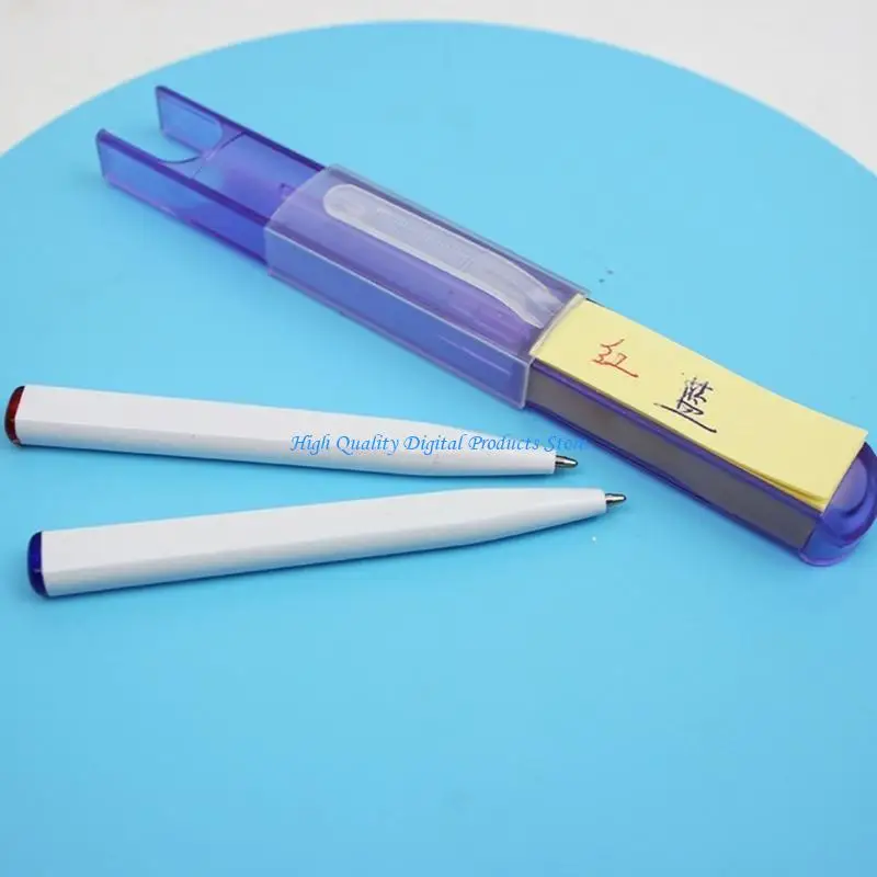 

U2JE 10PCS Blue Redness Ballpoint Pen with Adheisve Note Paper, Office Signing Pen Pen for Student Teacher