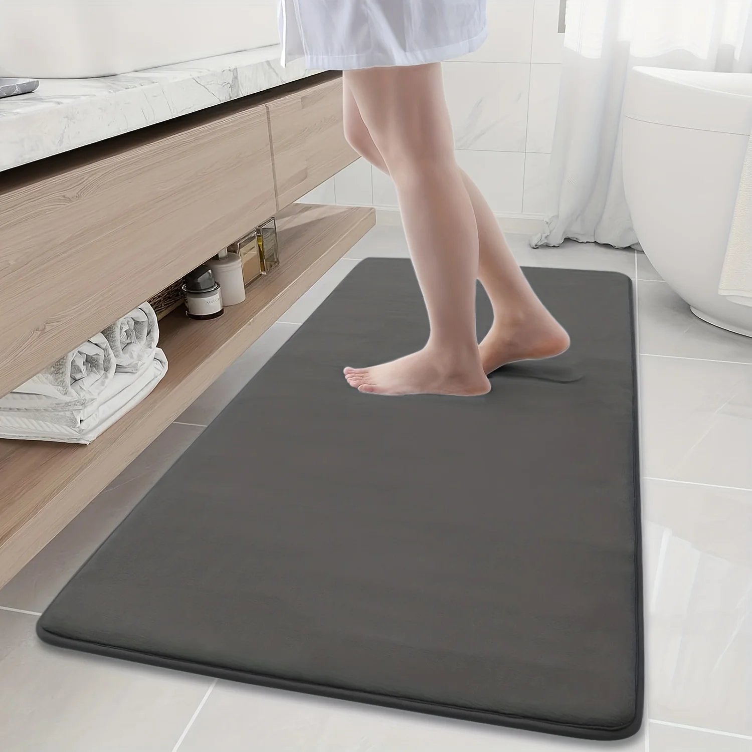 Memory Foam Bath Mat, Soft Non-Slip Solid Color Carpet, Anti-Fouling Bath Mat, Absorbent Carpet