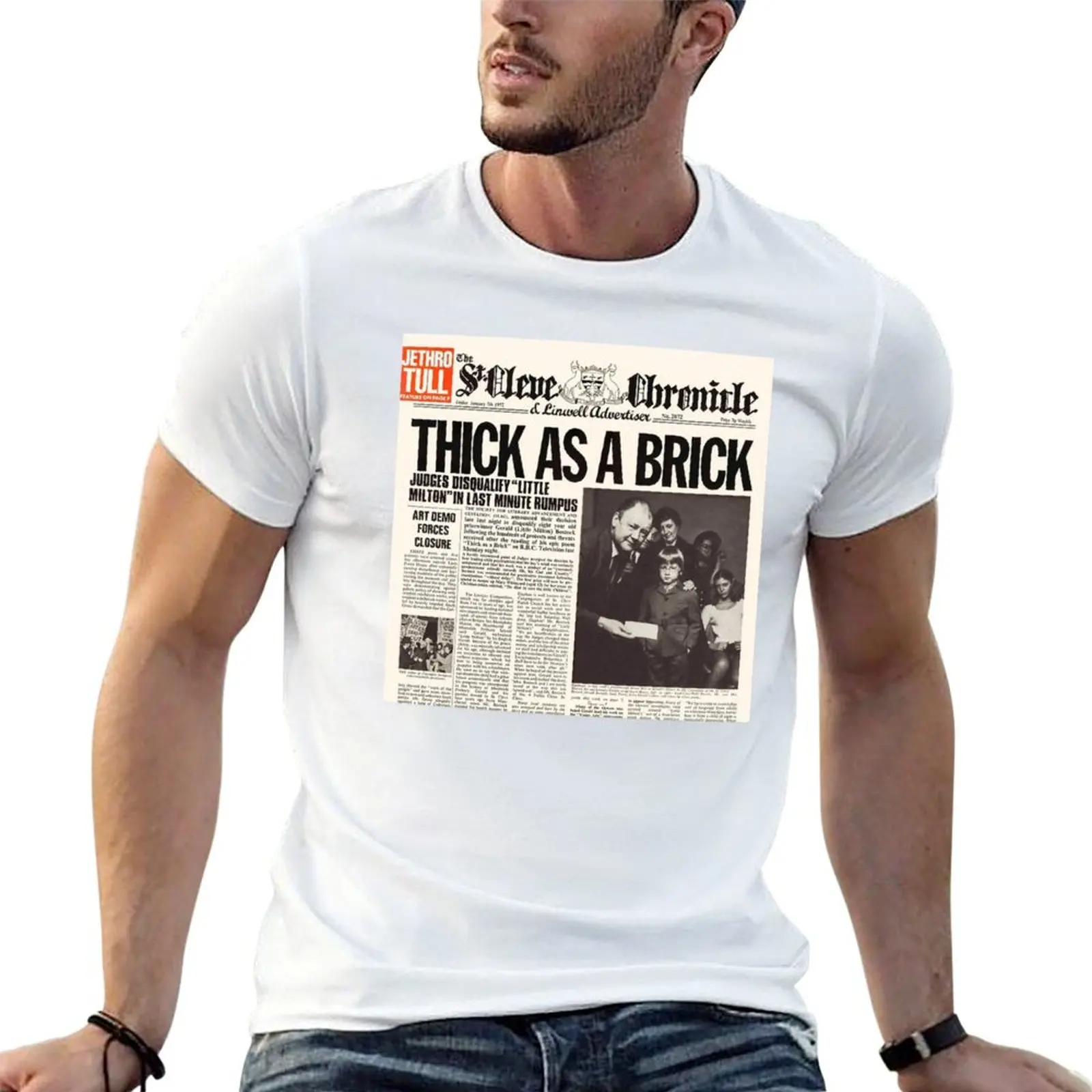 Jethro Tull - Grosso como um tijolo. Camiseta masculina com estampa gráfica, camiseta casual para homem, camiseta gráfica
