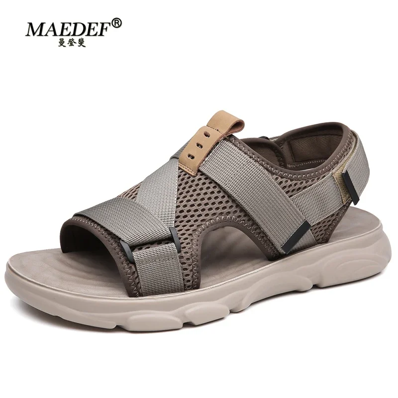 MAEDEF Sandalen Herren Sommer Casual Strand Outdoor Flache Schuhe Rutschfest Bequem Leicht Atmungsaktiv Langlebig Mode Sandalen
