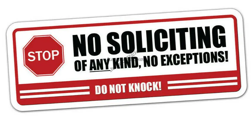 

No Soliciting Sticker Window Vinyl Label Decal Home Knocking Notice Knock Door Waterproof Reflective Sunscreen Decals