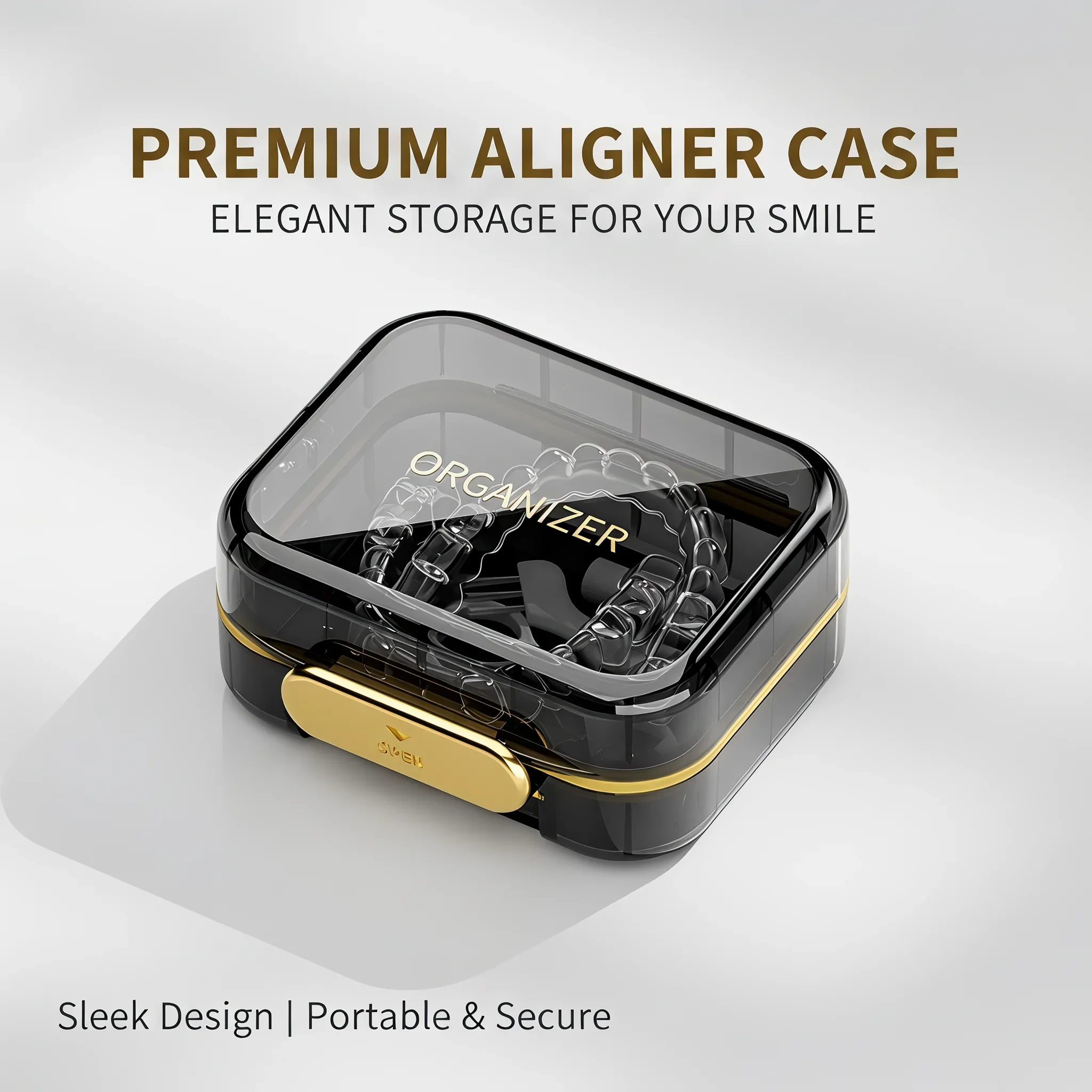 

Aligner Case Lockable Waterproof Moisture-Proof - BPA Free Food Grade Orthodontic Retainer Box Secure Storage for Dental Aligner