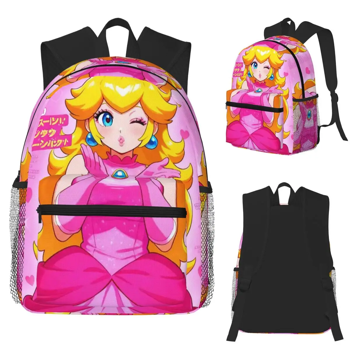 

Girls Peach Princess Print Student Backpack School Bag Hiking Travel Daypack for Men Women Fashion Bookbag Shoulder Bags