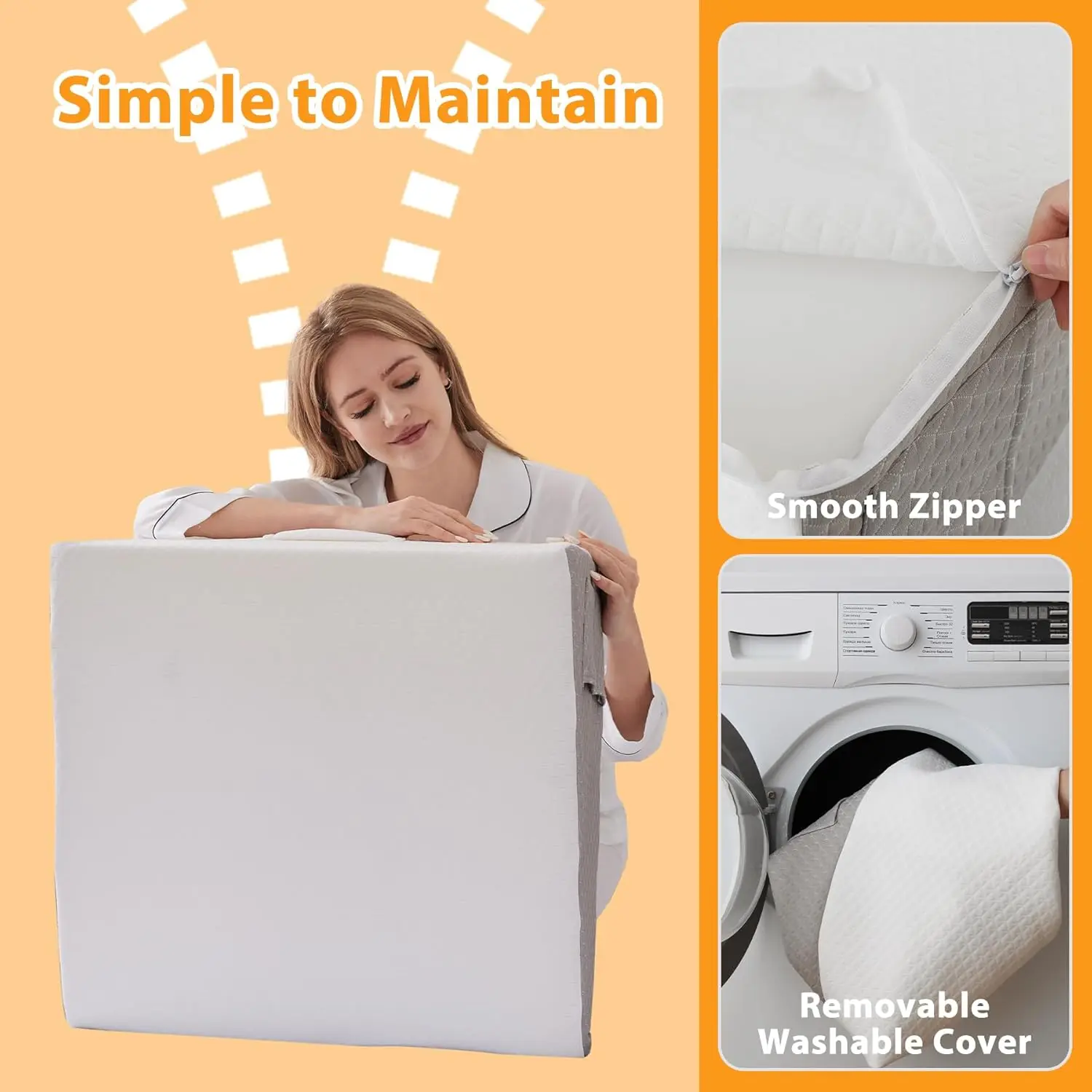 Bed Wedge Pillow for Sleeping & Resting, Cooling Memory Foam Incline Pillow for Adults Seniors, Back Support and Leg Elevation