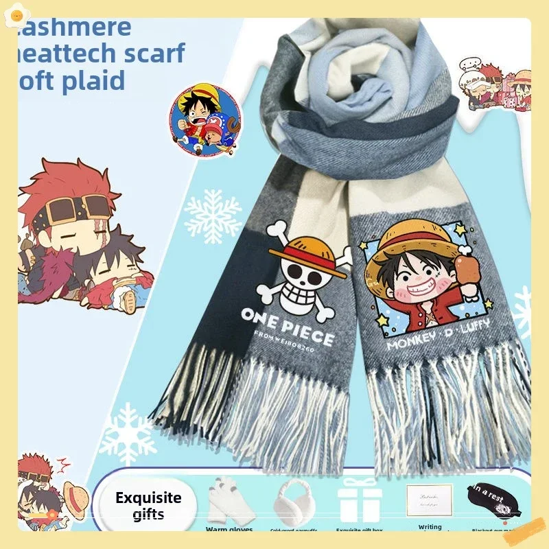 Anime one piece scarf Boys' autumn and winter students' Korean style high looks anime versatile thickened warm shawl scarf