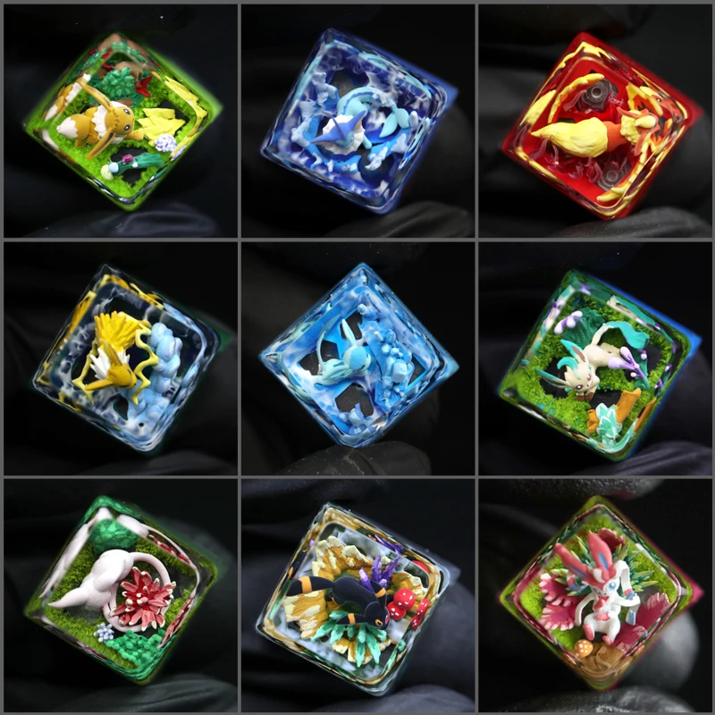 

1 keycap/set PTCG Pokemon Keycap Mechanical Keyboard Resin Transparent Stereoscopic Keycap Magikarp Bulbasaur Leafeon Third Wave