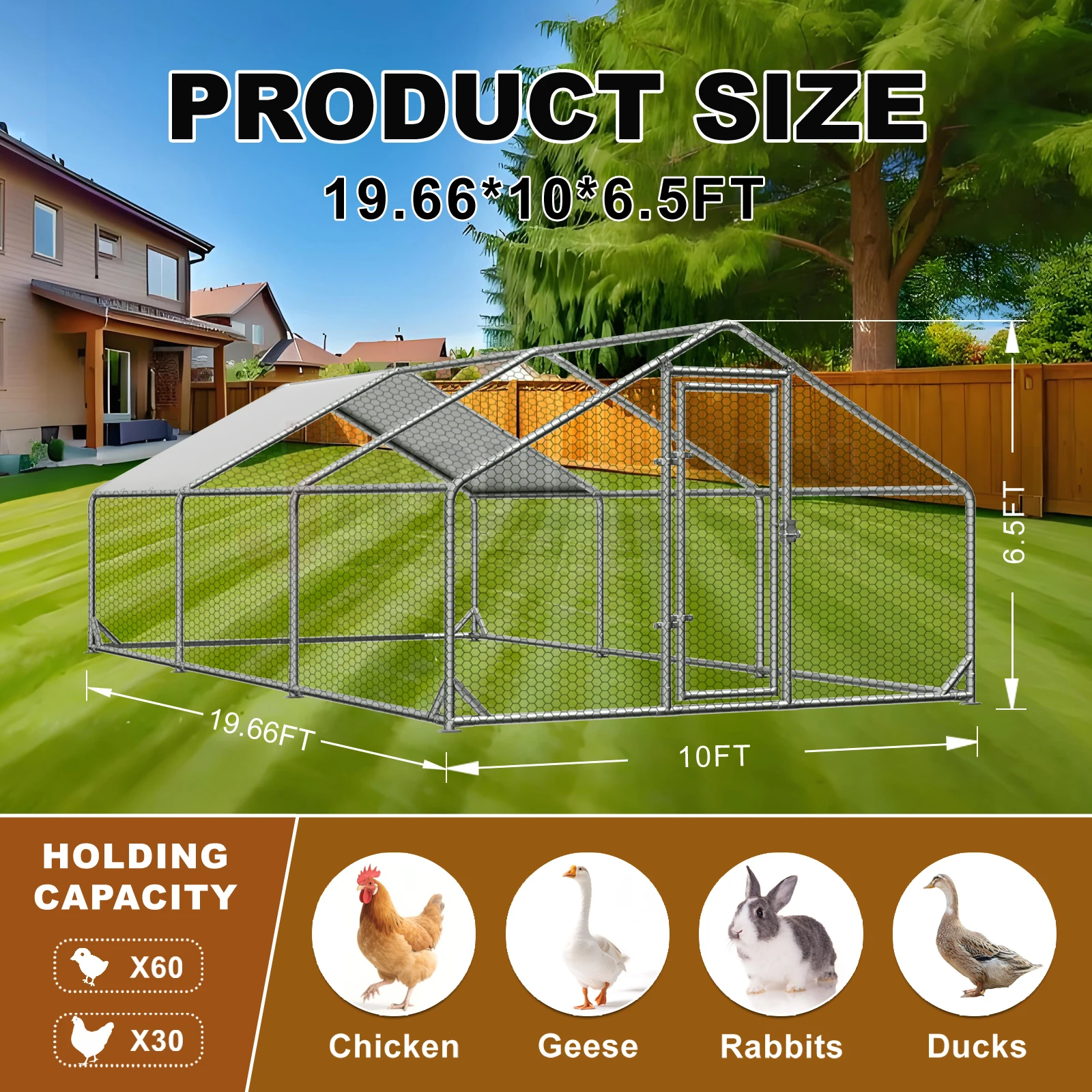 Wholesale Price Galvanized Chicken Coops Large Metal Enclosure Hen Run House Factory Direct