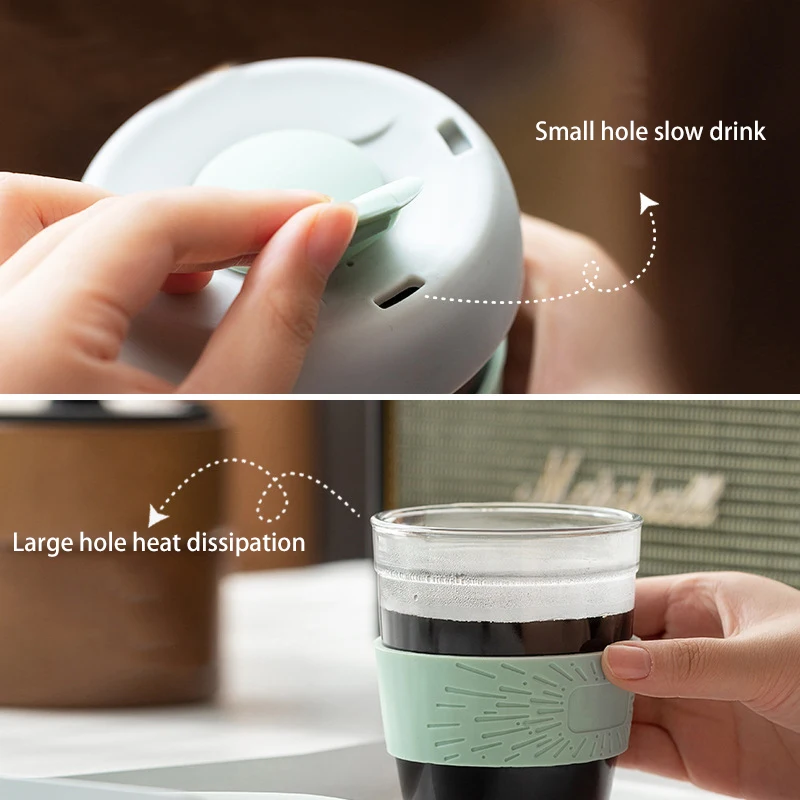 Anti-skid Transparent Heat Resistant Coffee Glass 350ml Portable Travel Silicone Sleeve Glass Milk Mug Glass Tea Cup Mug