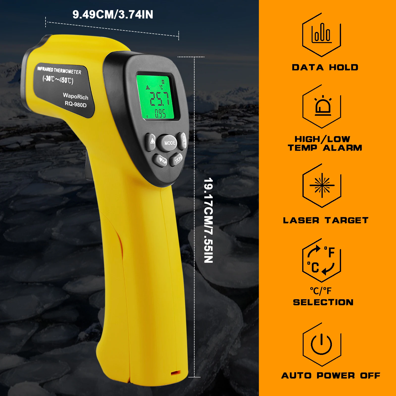 

980DAPP DE AlLink APP Infrared Thermometer NonContact Laser IR Temp Gun for Home Kitchen Cooking BBQ Industrial Electrician HVAC