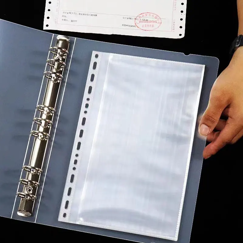 50Pcs/Lot...A6 Loose Leaf Bags Waterproof Document Filing Bags Envelope Binder Pouches Double Sided Bag Leaf Filing Bags