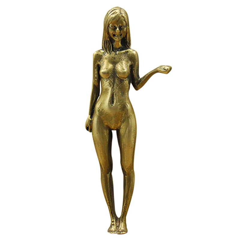 Estatua de Mujer de Cobre y Latón, Adorno de Escritorio, Modelo de Mano Descubierta, Estilo Antiguo, para Decoración del Hogar
