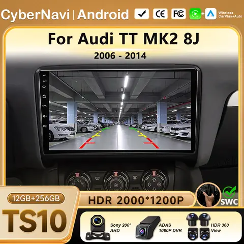Audi Radio Navigation TT MK2 Wireless CarPlay Car Radio Android Auto For Audi TT MK2 8J 2006-2014 Navigation GPS Multimedia Player Stereo Screen No 2din Head
