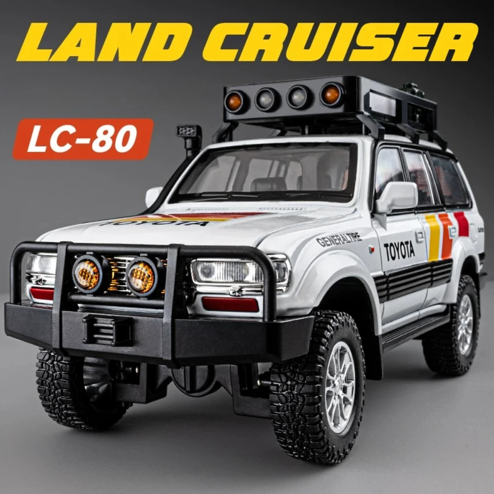 1:24 Land Cruiser LC80 Model Car Toy Sound Light Alloy Diecast Simulation Off-road Vehicles Models Fine Details Ideal Ornament