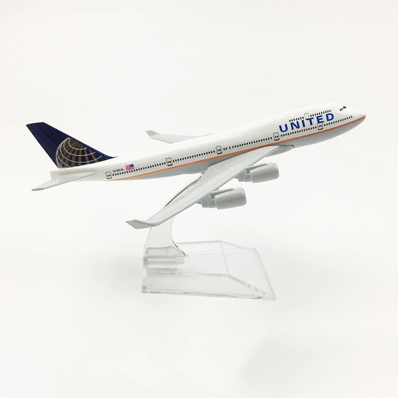 1 مجموعة 1/400 مقياس 16 سنتيمتر B747 نموذج اللعب طائرة 747 الخطوط الجوية المتحدة سبيكة معدنية طفل طائرة طائرة ث/حامل الاطفال هدية جمع