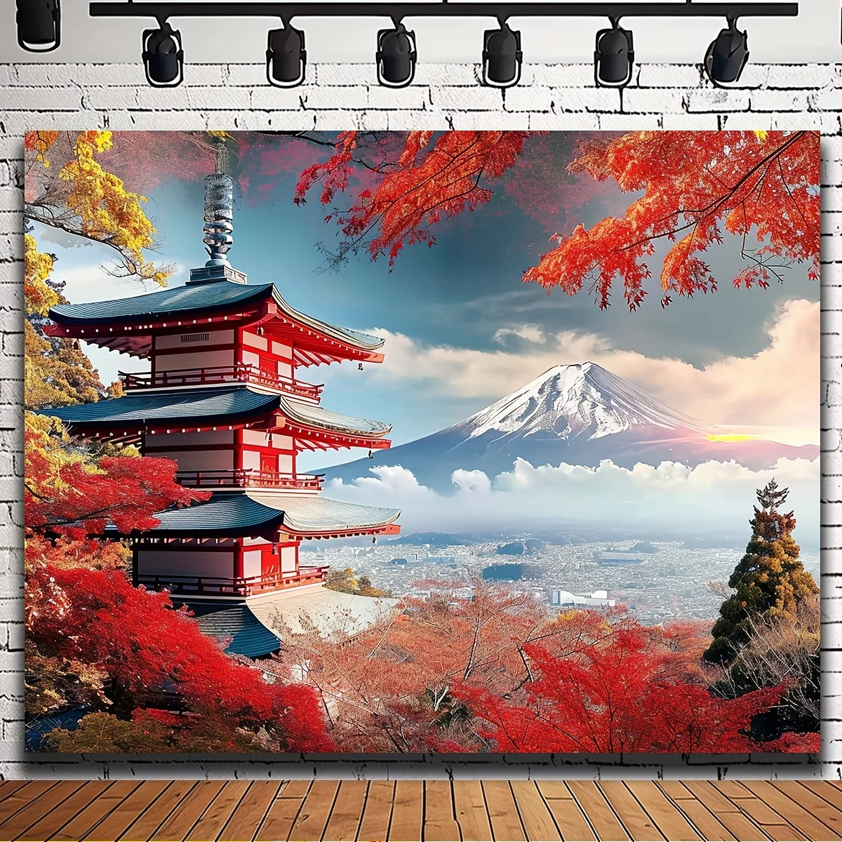 FONDO DE PAISAJE japonés Fuji Kiyomizu Temple, accesorios para fotos, decoración del hogar para fiestas, decoración de pared para fiestas, 1 unidad