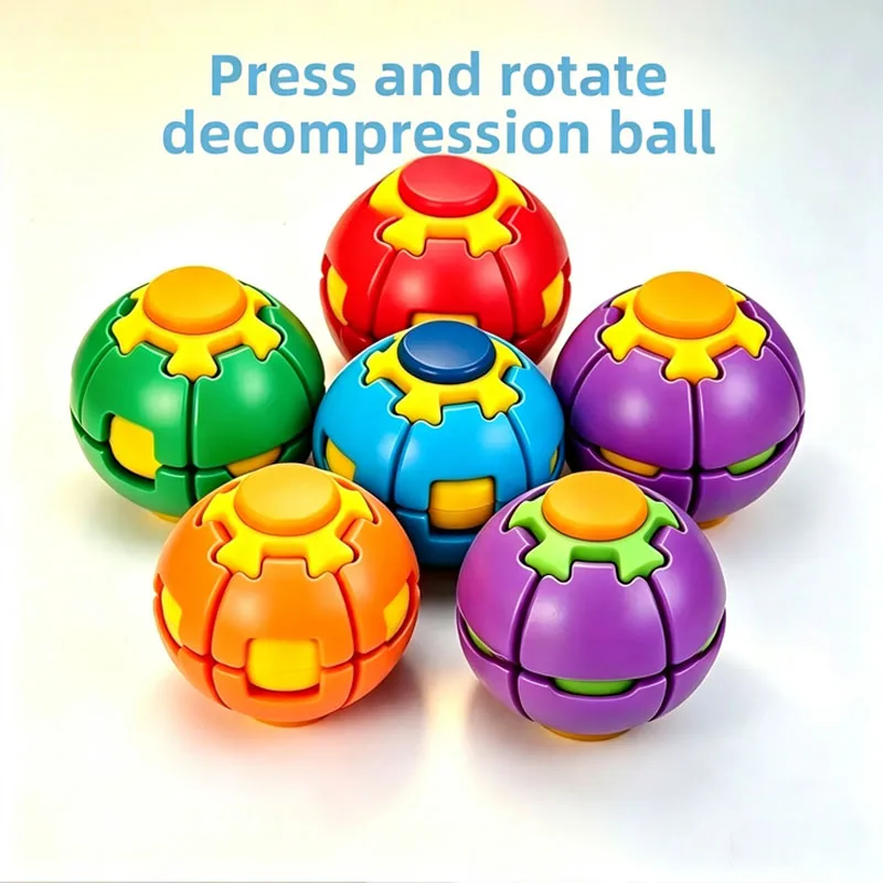 1-10PCS Rotating Pressing 3D Printed Fidget Ball Dual Mode Decompression Gyro Toy Stress Relief Creative Gadget for Home Office