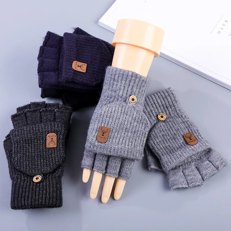 Fingerlose Winterhandschuhe für Herren mit Futter und Isolierung, geeignet für Büroarbeit, Studium und Radfahren