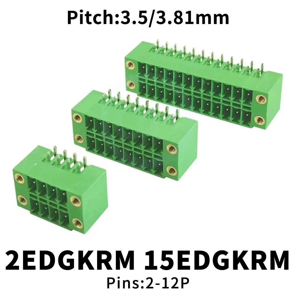 (5 pcs) KF 2EDGKRM 3.5MM 3.81MM Dual Plug-in PCB Spring Loaded Quick Connect Type Terminal 15EDGKRM 3.5/3.81 Connector 2-12Pin